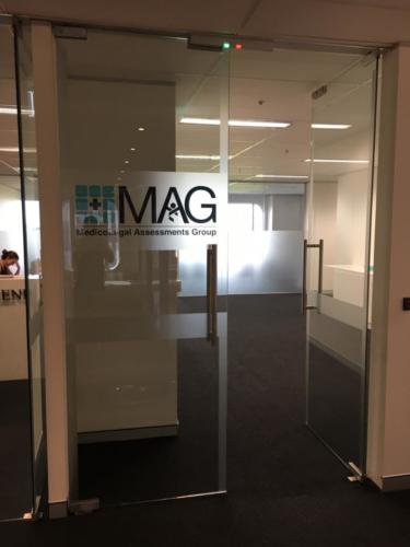 Printed logo on frosted film